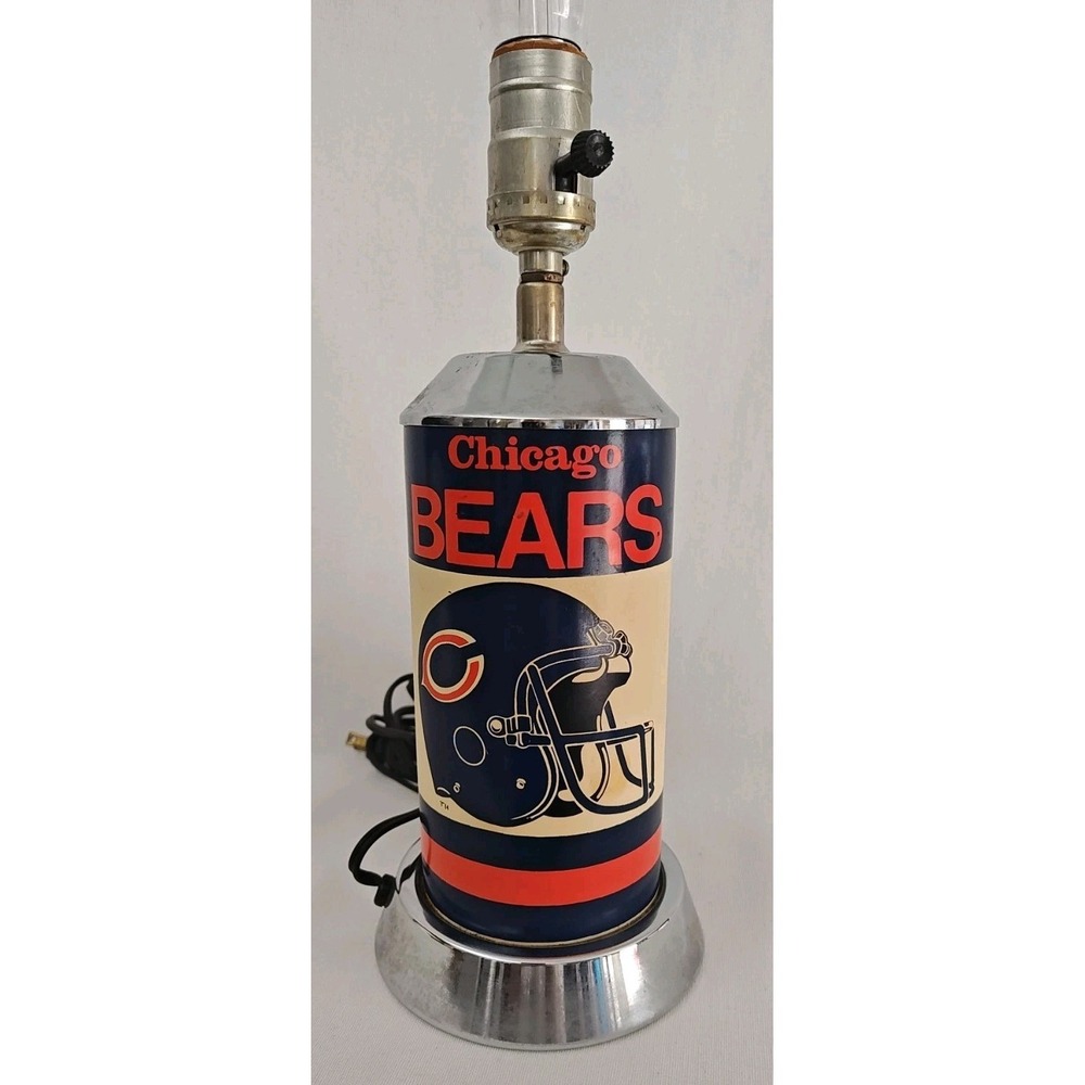 Vintage Chicago Bears Table Lamp 1991 Helmet Logo NFL FOOTBALL No Shade Rare